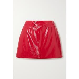 Alexa Chung Faux Patent-Leather Red Mini Skirt Size 4